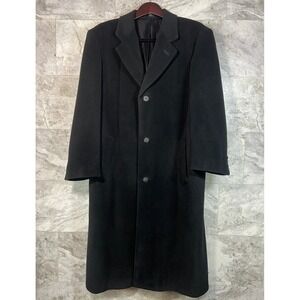 Men's Claiborne‎ Black Wool/Cashmere Blend Full Length Overcoat Sz 44R